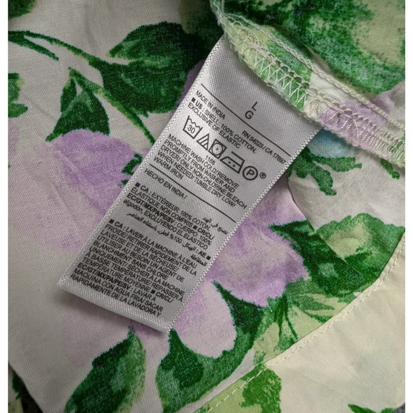 Old Navy Puff Sleeve Top Womens Large Cottage Peasant Floral Cotton Babydoll - Picture 8 of 8